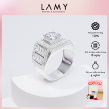 Nhẫn bạc nam CDE Round Cut White Stone Men's Silver Ring CDE8364- Nhẫn bạc ta