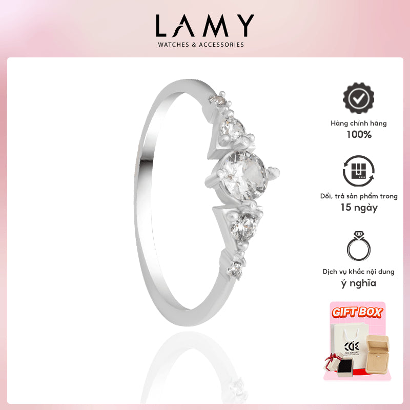 Nhẫn bạc nữ LAMY Gemstone Adorned Triangle Ring Silver CDE8185SV - Nhẫn bạc ta cao cấp