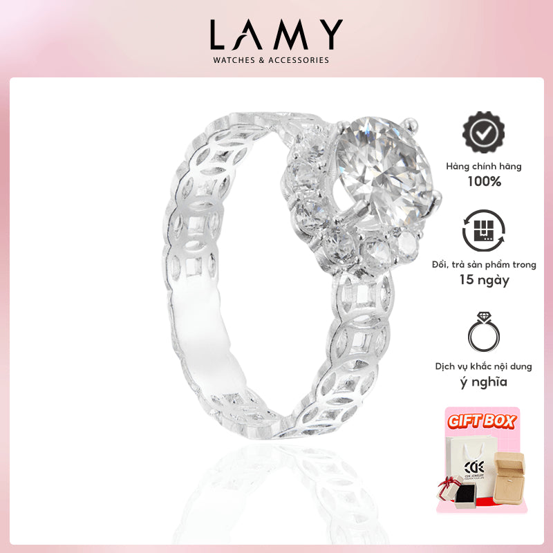 Nhẫn bạc CDE Kim tiền Lotus Tower Ring Silver CDE8233SV - Nhẫn bạc ta cao cấp