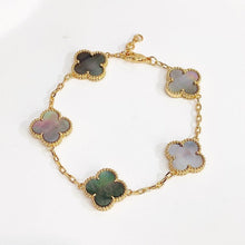Milgrain Four Leaf Clover Bracelet - Vàng, đá xà cừ xám