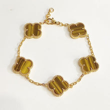 Milgrain Four Leaf Clover Bracelet - Vàng, đá mắt hổ
