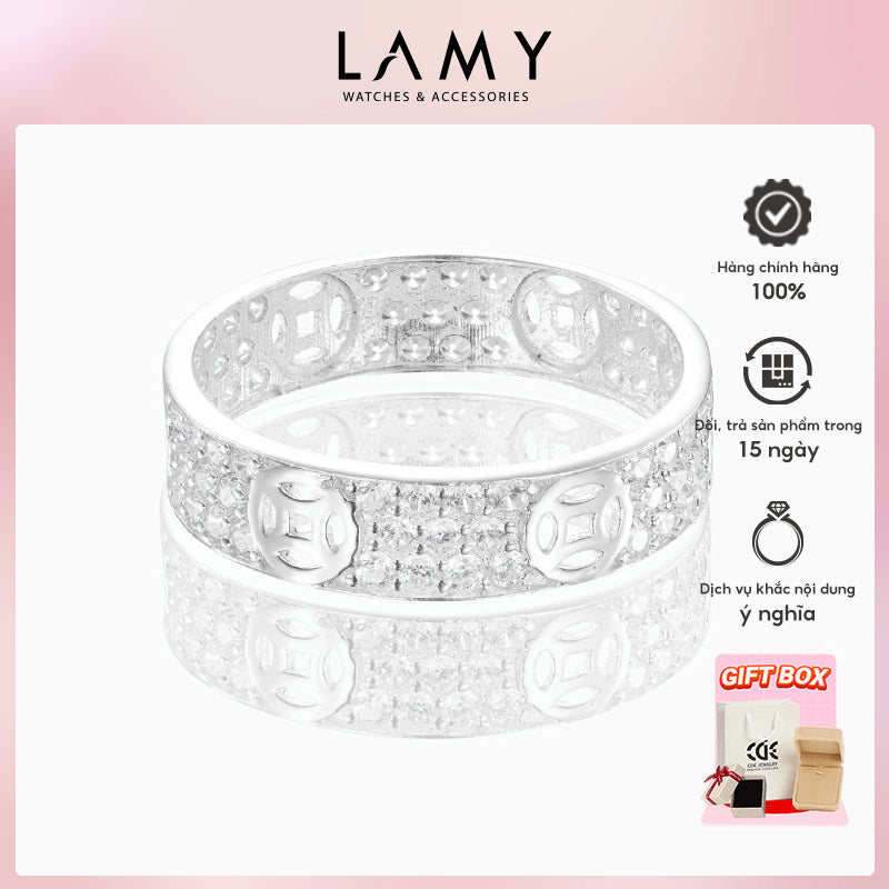Nhẫn bạc nam nữ LAMY Nhẫn Kim tiền đính đá Lovely Ring CDE8267