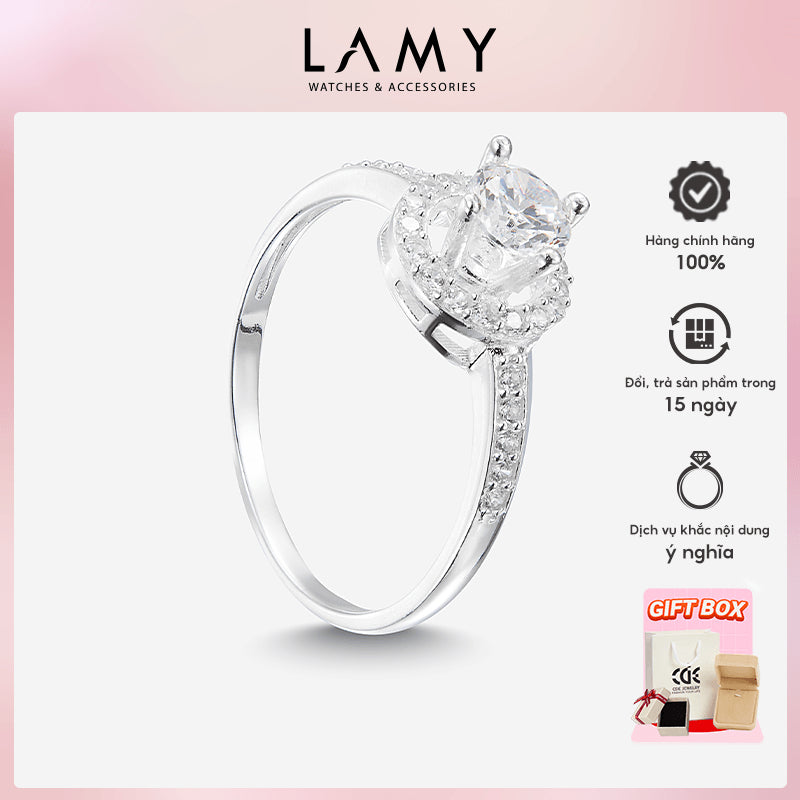 Nhẫn bạc nữ LAMY đính đá Round Gemstone Setting Ring Silver CDE8182SV - Nhẫn bạc ta cao cấp