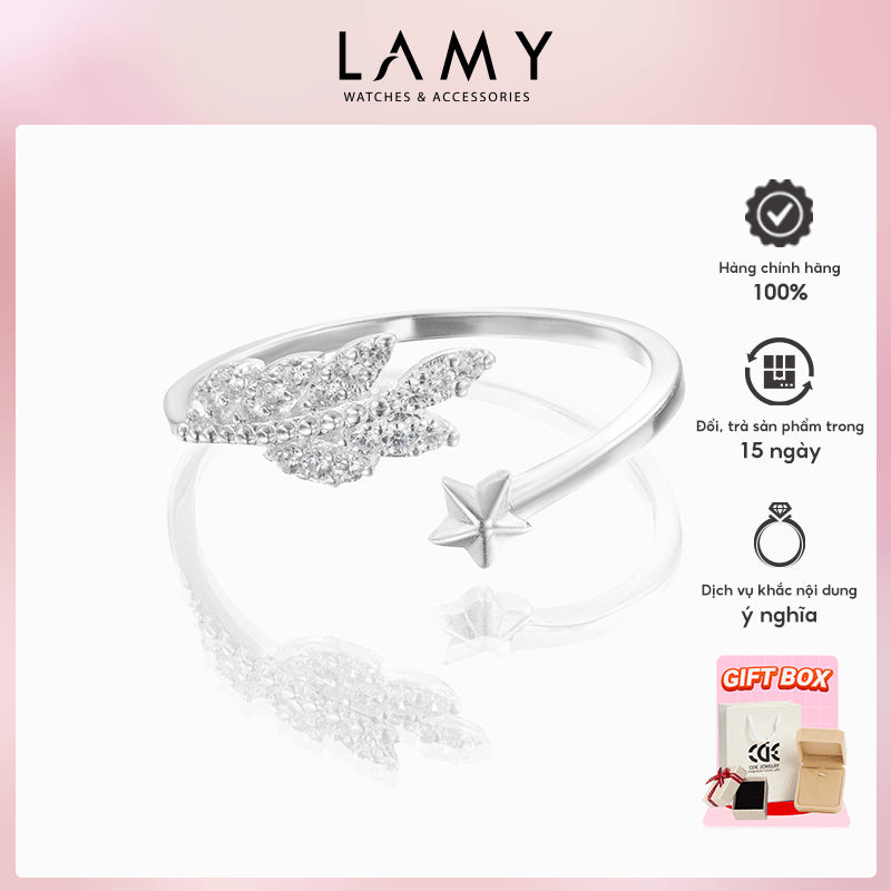 Nhẫn bạc nữ LAMY Olive Leaf And Star Ring Silver CDE8181SV - Nhẫn bạc ta cao cấp