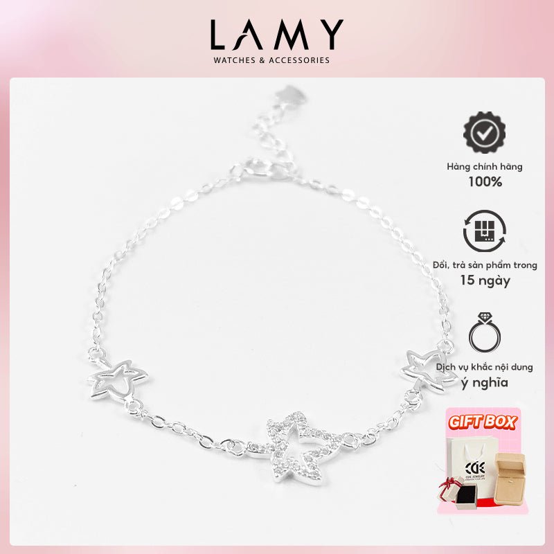 Vòng tay bạc nữ LAMY Leaves Bracelet Silver CDE2192