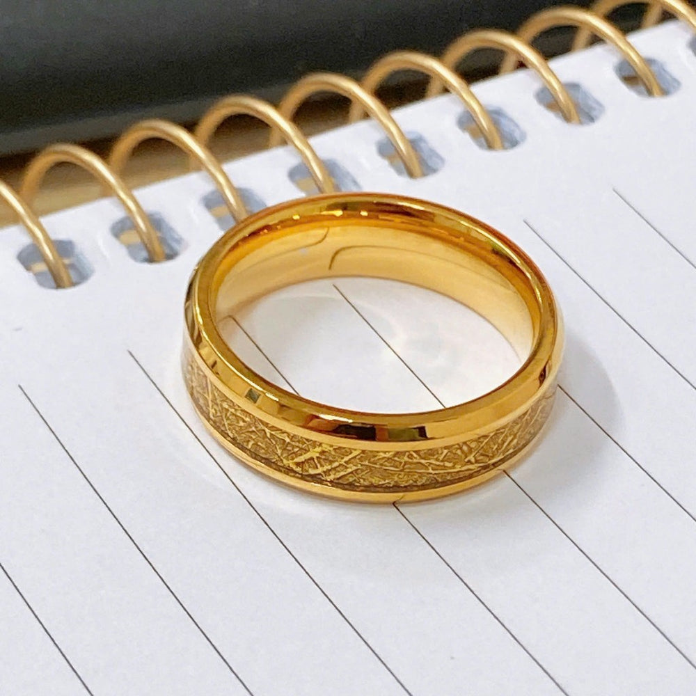 Meteorite Edge Couple Rings Gold