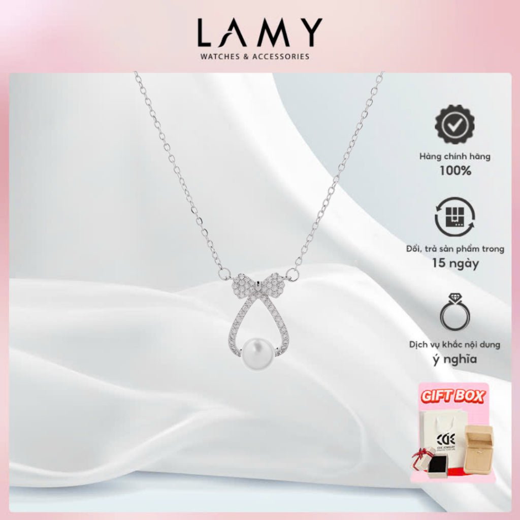 Dây chuyền LAMY Pearl Bow Necklace Silver CDE6434SV