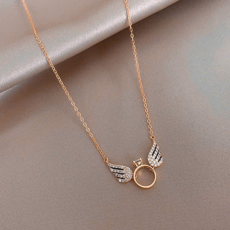 Angel Ring Necklace Rose Gold