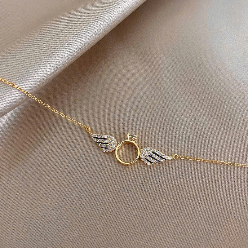 Angel Ring Necklace Gold
