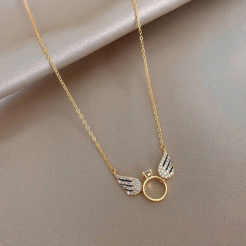 Angel Ring Necklace Gold