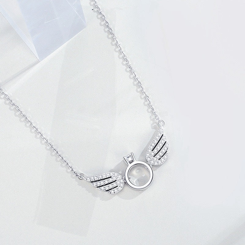 Angel Ring Necklace Silver