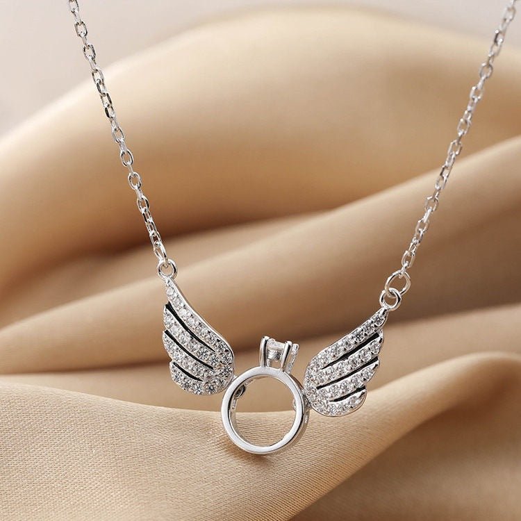 Angel Ring Necklace Silver