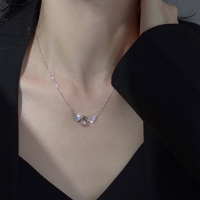Angel Ring Necklace Silver