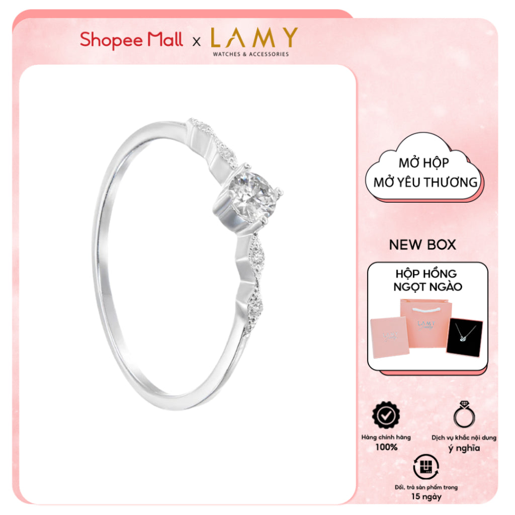 Nhẫn bạc nữ LAMY Stone Rhombus Ring Silver 8247