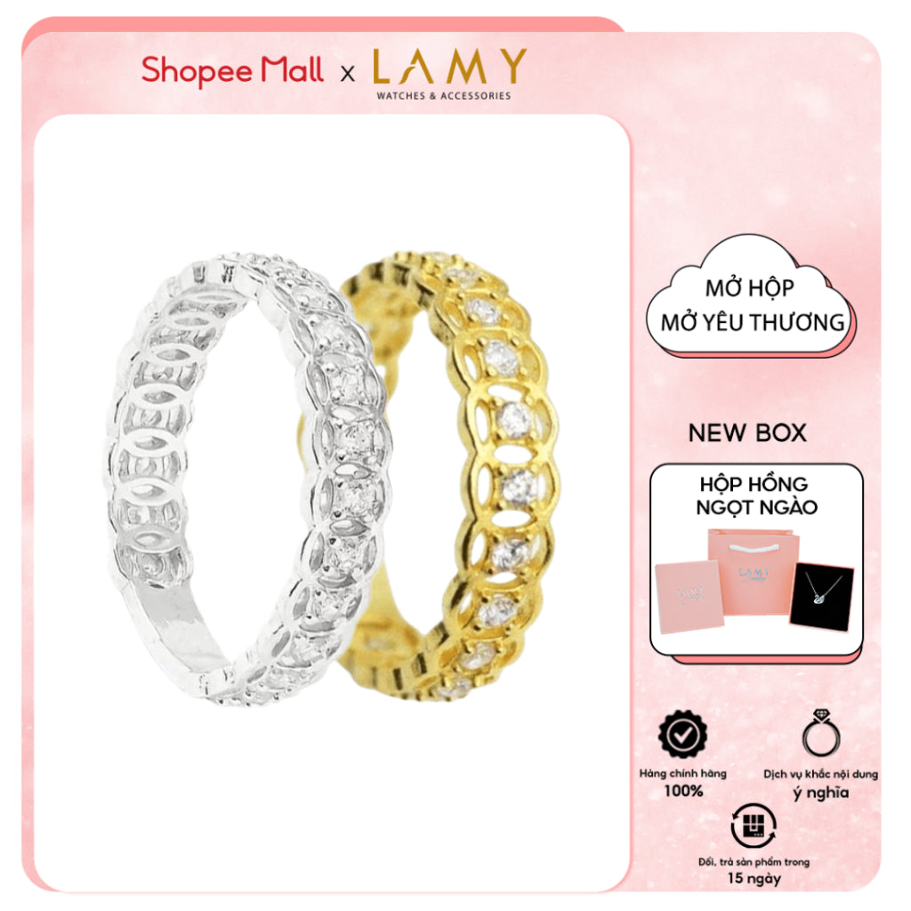 Nhẫn bạc nữ LAMY Kim tiền tài lộc Stone Mosaic Ring Silver 8189