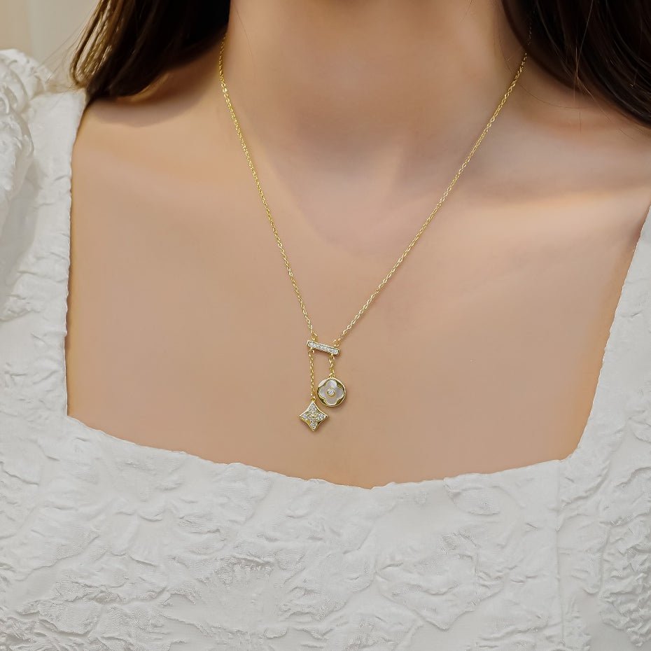 Lucky Double Floral Necklace Gold