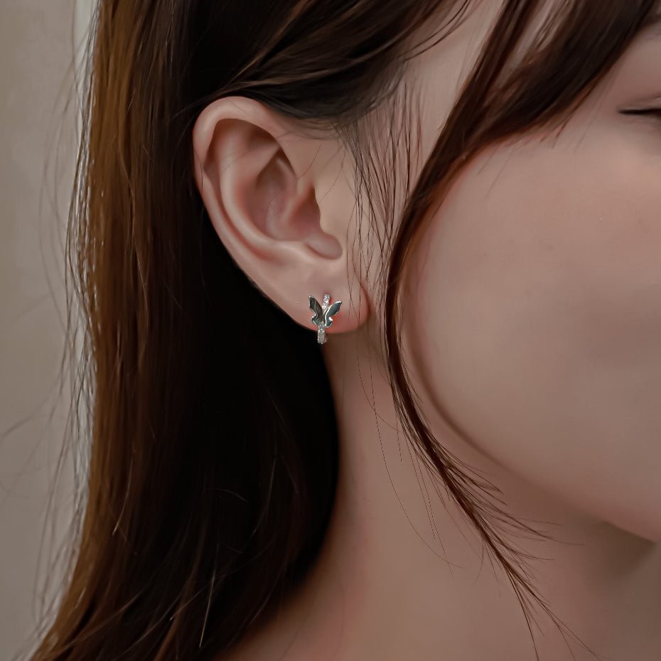 Stone Butterfly Earrings Silver