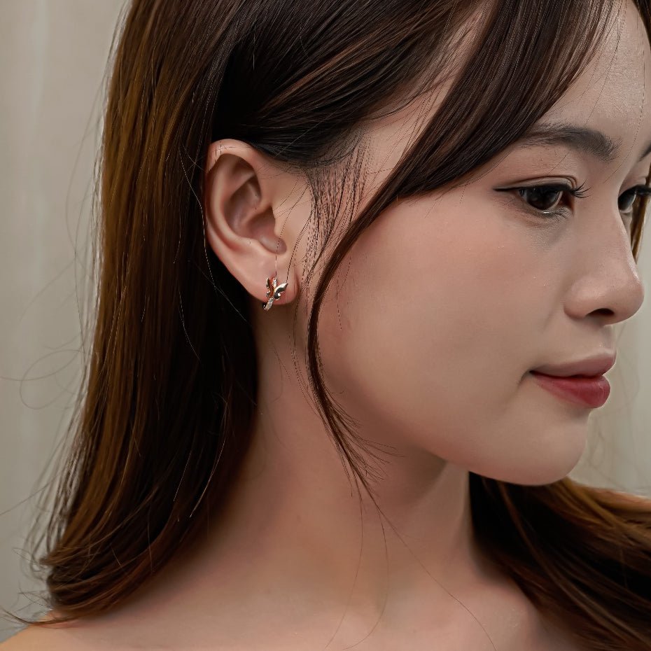 Stone Butterfly Earrings Rose Gold
