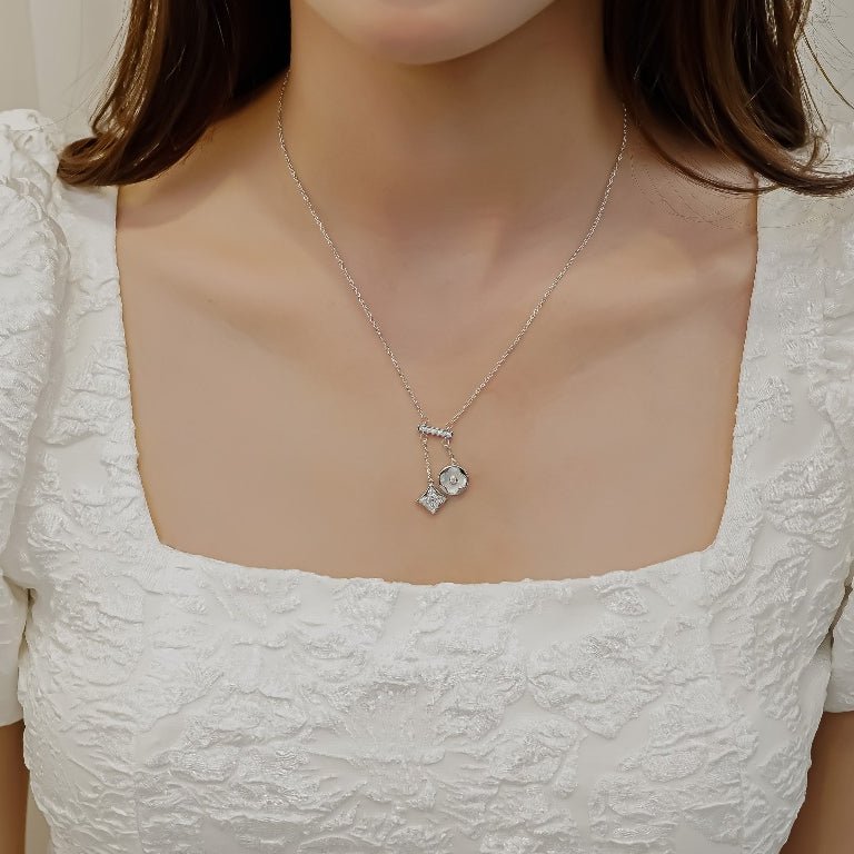Lucky Double Floral Necklace Silver