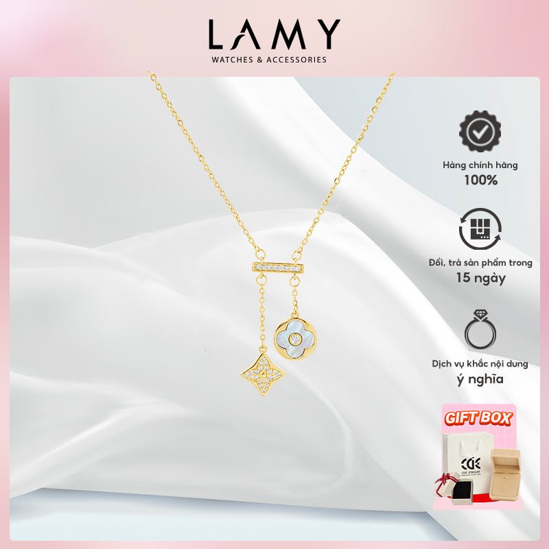 Dây chuyền nữ LAMY Lucky Double Floral Necklace Silver CDE6426GG