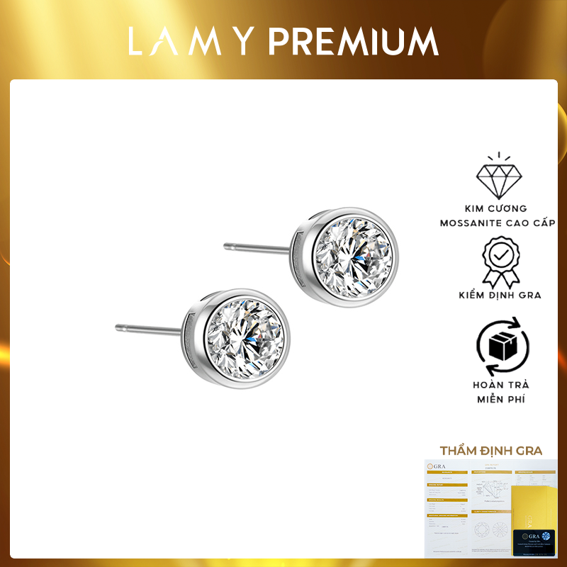 Khuyên tai nữ LAMY kim cương Moissanite 0,5 Carat Bubble Earrings DE003