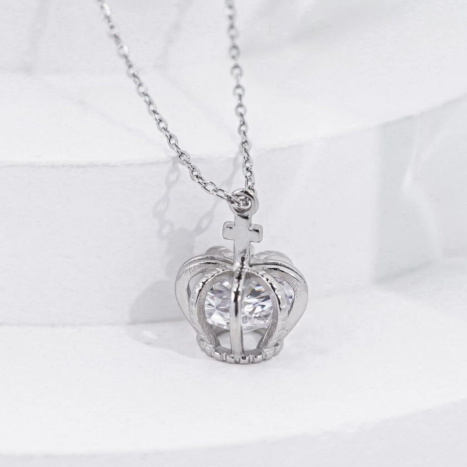Elegant Crown Necklace Silver