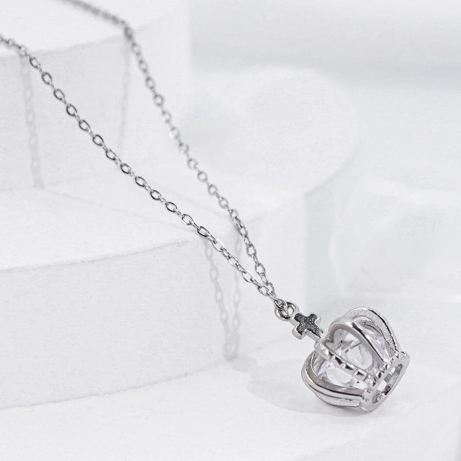Elegant Crown Necklace Silver