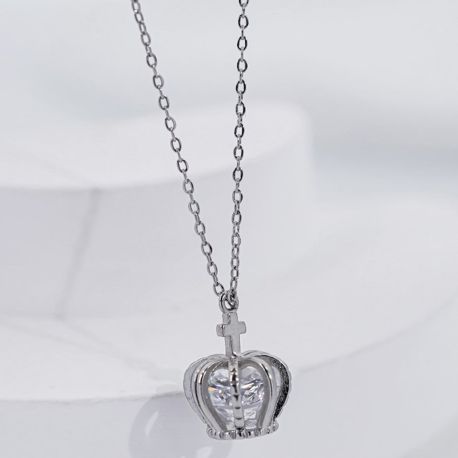 Elegant Crown Necklace Silver