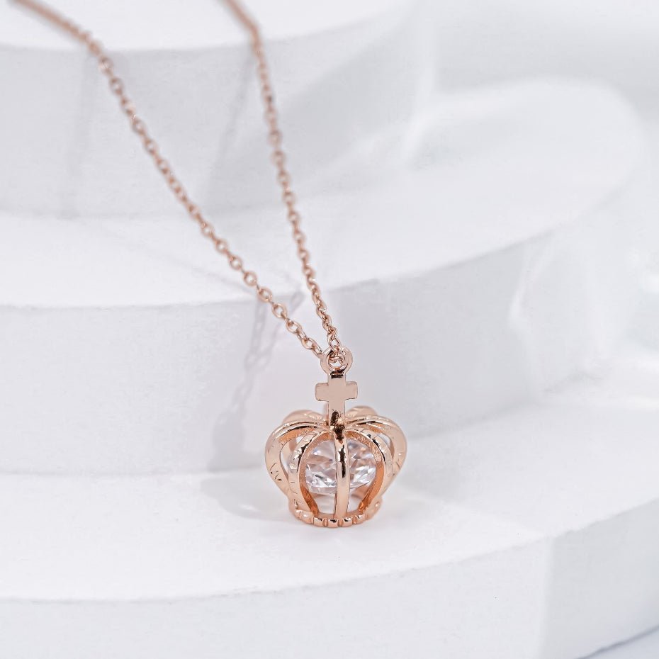 Elegant Crown Necklace Rose Gold