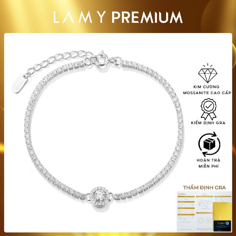 Vòng tay nữ kim cương Moissanite 0.5 Carat LAMY Celeste Halo Tennis DB002