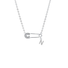 Dây chuyền bạc nữ LAMY mặt khóa ghim băng chữ cái đính đá Safety Pin Pendant 6468