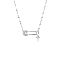 Dây chuyền bạc nữ LAMY mặt khóa ghim băng chữ cái đính đá Safety Pin Pendant 6468