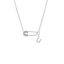 Dây chuyền bạc nữ LAMY mặt khóa ghim băng chữ cái đính đá Safety Pin Pendant 6468