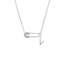 Dây chuyền bạc nữ LAMY mặt khóa ghim băng chữ cái đính đá Safety Pin Pendant 6468