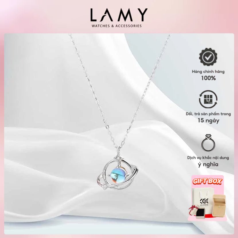 Crystal Ball Moonstone Necklace Silver