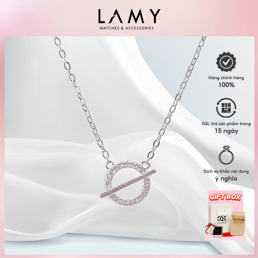 Dây chuyền bạc nữ CDE Circle Toggle Silver Necklace CDE6313