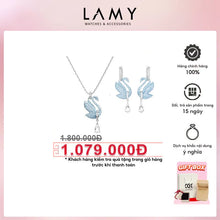 Bộ trang sức LAMY Iconic Swan Blue Crystal Silver Necklace and Earrings CDE6190BE & CDE3144