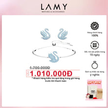 Bộ trang sức LAMY Iconic Swan Blue Crystal Silver Bracelet and Earrings CDE2097BE & CDE3133BE
