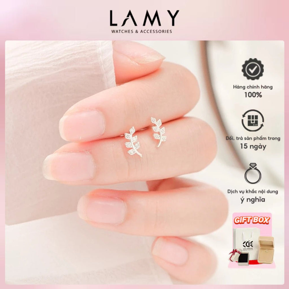 Dainty Leaf Olive Shaped Earrings Silver
