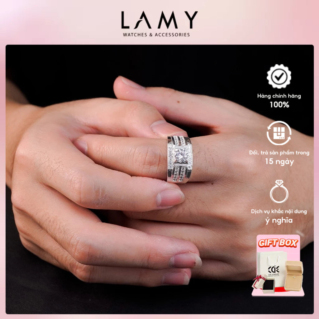 Nhẫn bạc nam LAMY Huitan Classic Ring CDE8266