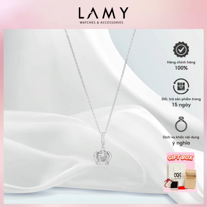 Crown Charm Necklace Silver