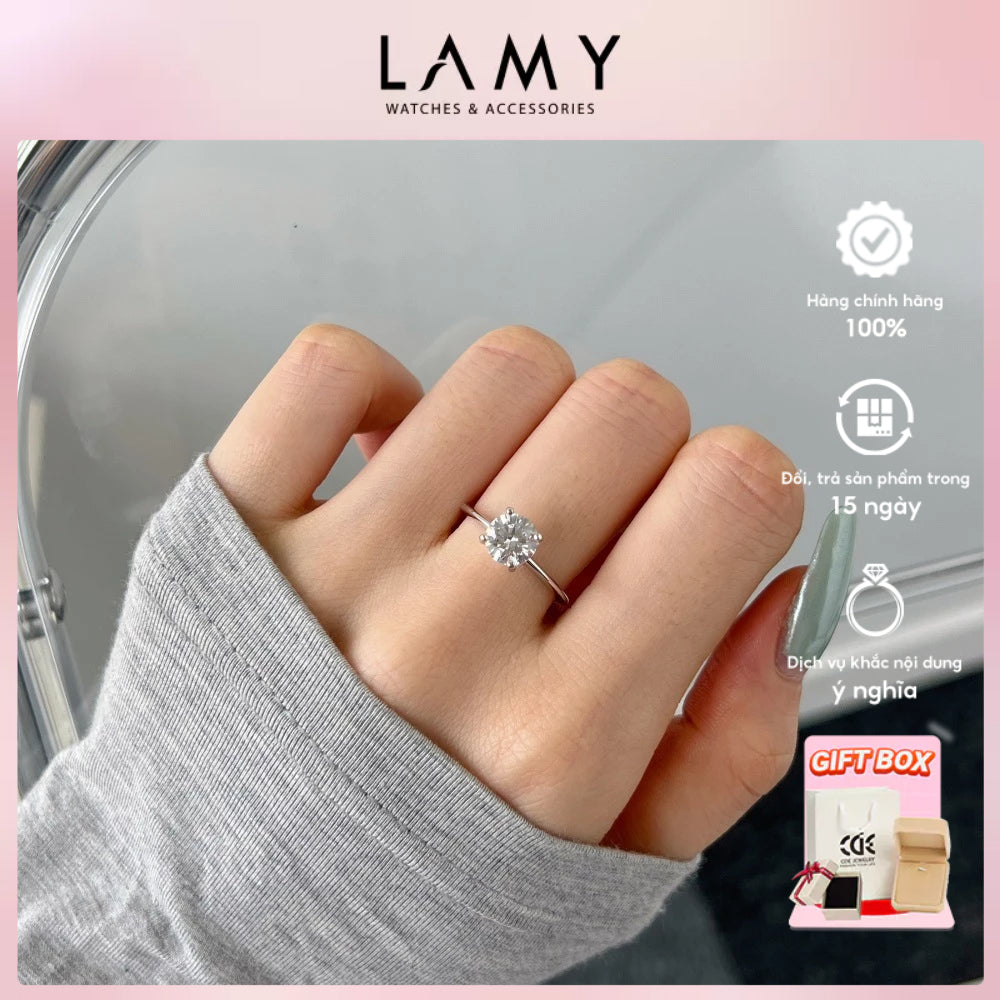 Nhẫn bạc nữ CDE Elegant Classic Stone Silver Ring CDE8355SV - Nhẫn bạc ta cao cấp