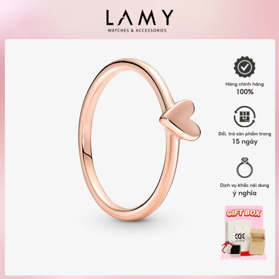 Sparkling Freehand Heart Ring Rose Gold