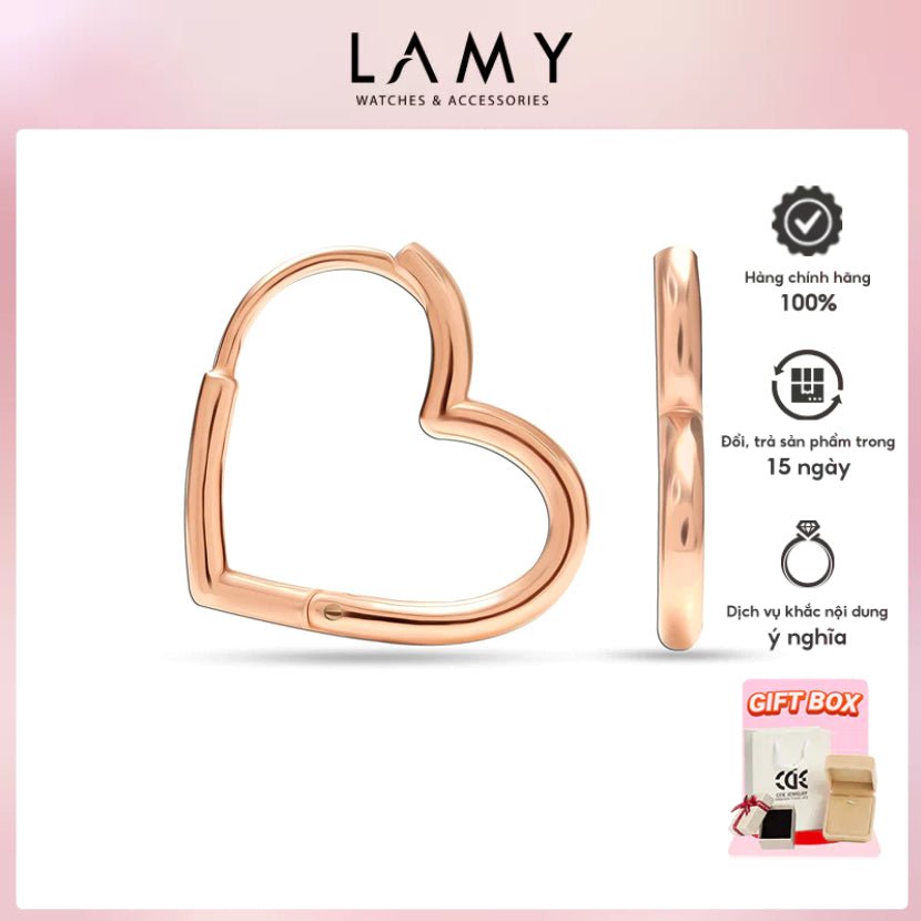Sterling Silver Small Heart Hoop Earrings Rose Gold