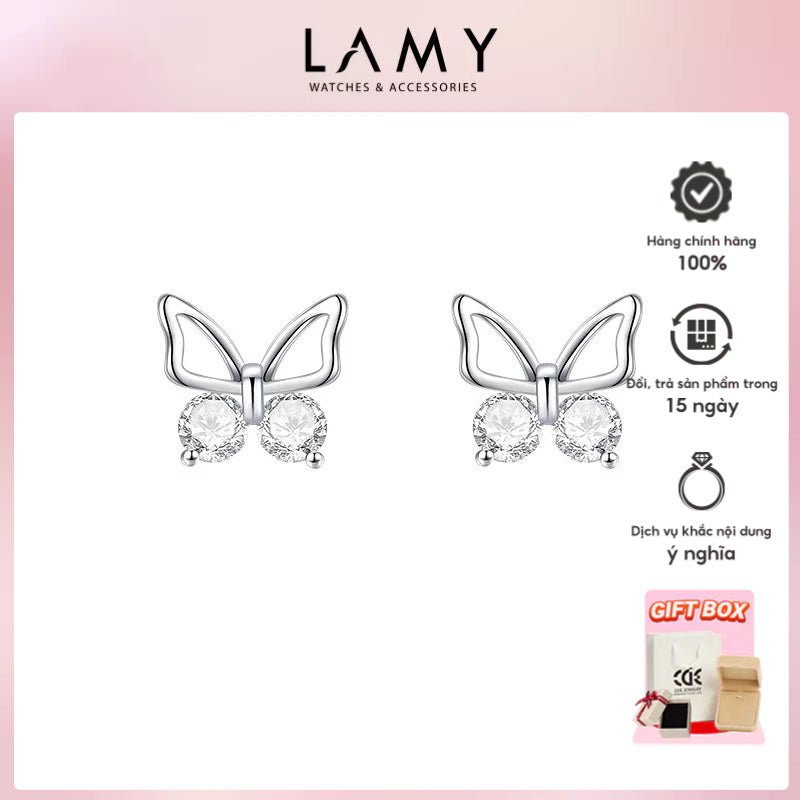 Stone Butterfly Earrings Silver