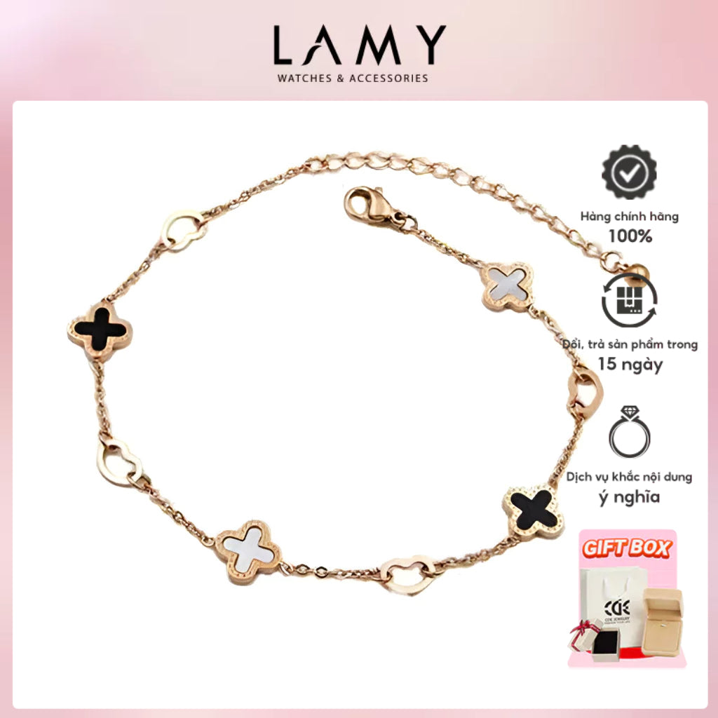 CDE Clover Shell Inlay Rose Gold Women's Anklet CDE9015RG