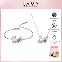Bộ trang sức LAMY Crystal Swan Necklace and Bracelet Set CDE6042 & CDE2083RED