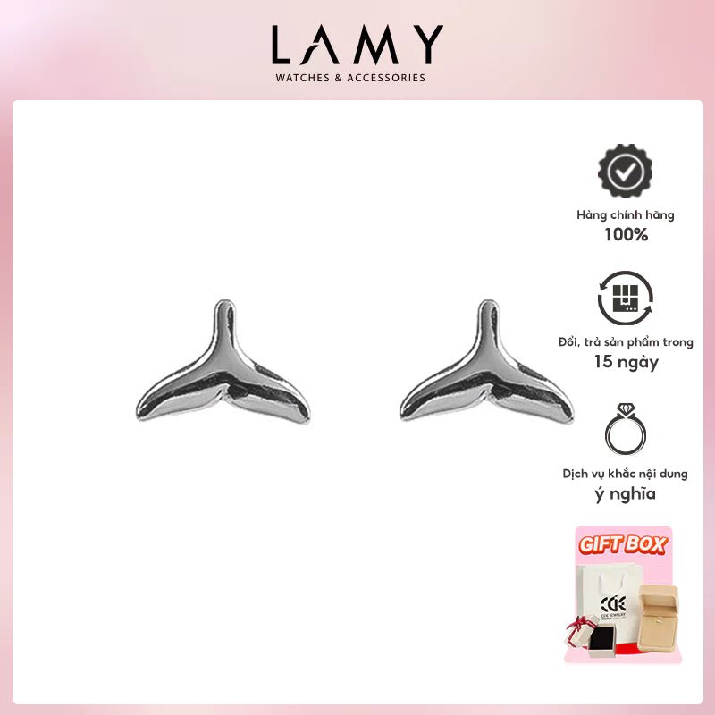 Whale Fish Tail Earrings Silver
