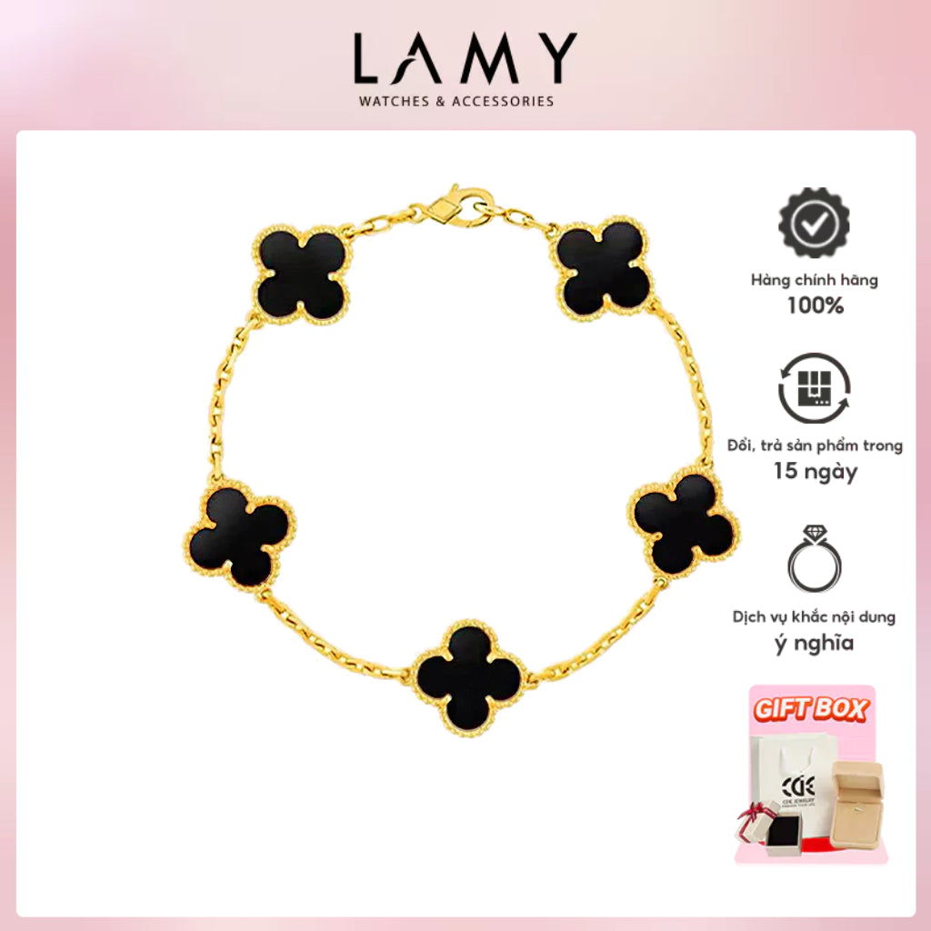 Vòng tay LAMY Lucky Four Leaf Flower Bracelet Black CDE2118GG