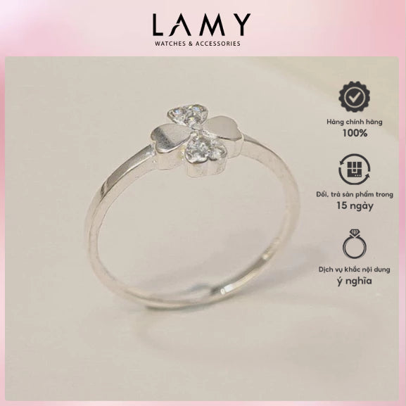 Nhẫn bạc LAMY Four Leaf Stone Ring Silver CDE8350- Nhẫn bạc ta cao cấp